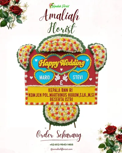 Karangan Papan Bunga Pernikahan di Belanga